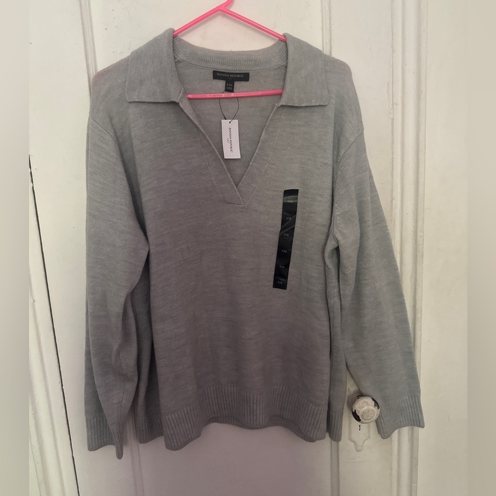 NWT Banana Republic Light Gray Knit Top SZ XXL
